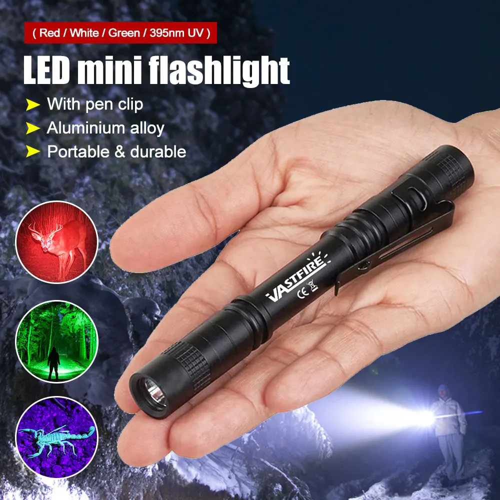 395nm Mini latarka UV czarne światło czerwone/białe/latarka UV ręczna latarka ultrafioletowa przenośny detektor latarka światło Pet