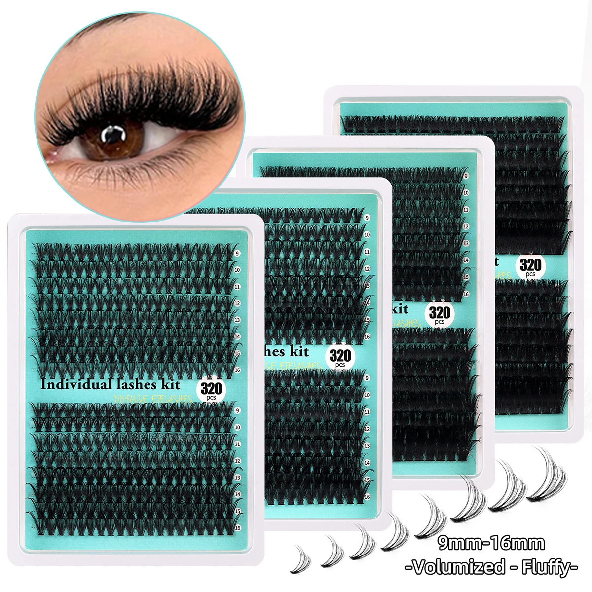 Pestañas individuales 20-100D 280 Uds pestañas en racimo aspecto Natural bandeja mixta DIY extensión de pestañas volumen grupos de pestañas