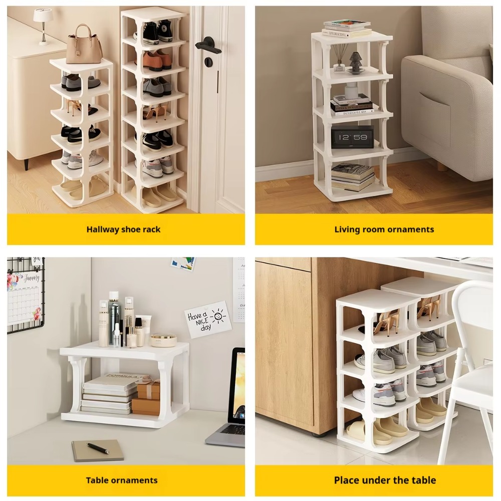 Multi-layer Shoe Rack Plastic Shoes Organizer and Storage Large Capacity Entrance Shoe Rack Household Shelf Storage Space Saving