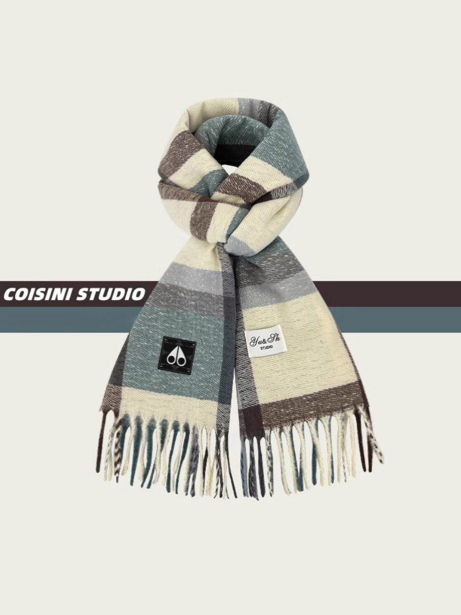 クラシック英国レトロスタイルカーキチェック柄スカーフ女性のためのシンプルな多用途トレンディな冬のアクセサリー MOOSE KINGSHIP