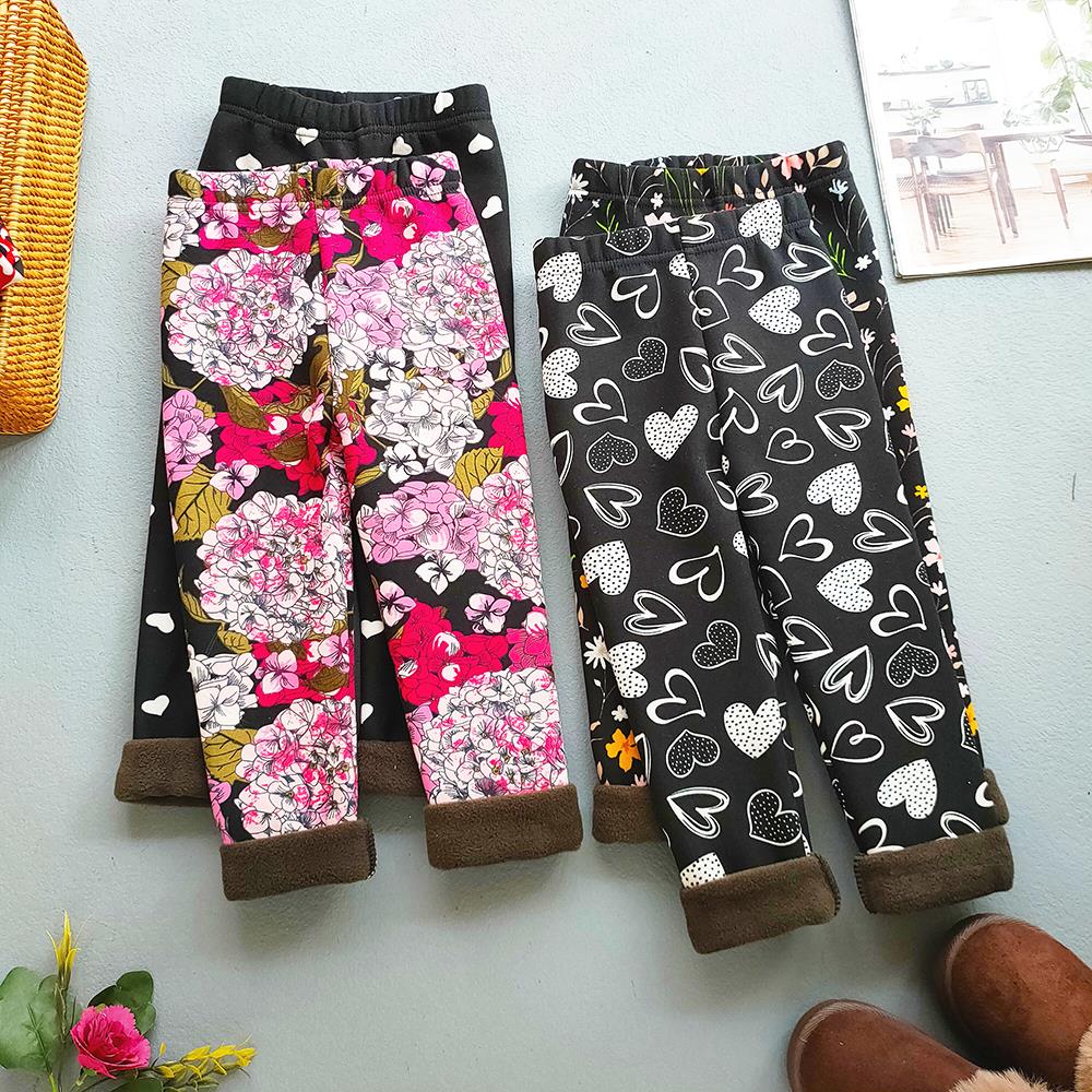 Autunno Inverno Stampa Fiori Spessi Caldi Bambini Bambino Neonate Leggings Pantaloni per bambini