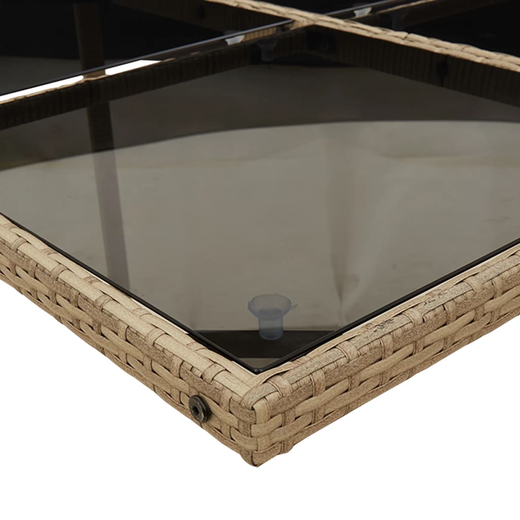 11-tlg. Beige Poly Rattan tuineetgroep met kussens