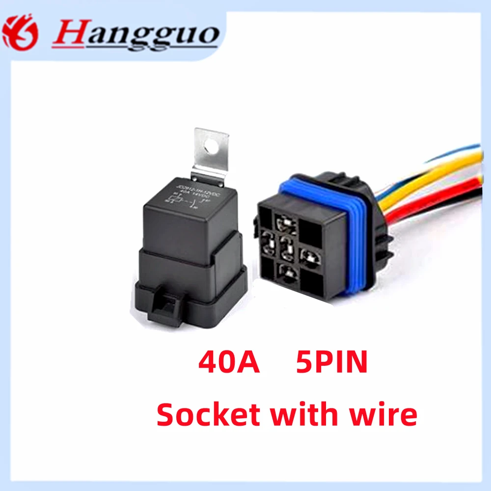 Auto Auto Automobile relè sigillato impermeabile integrato cablato 40A DC12V 24V 5Pin 4pin relè automatico + supporto con cavi di lunghezza 105mm