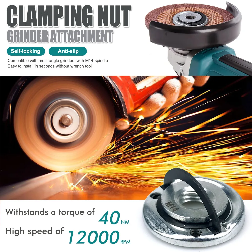 QUICK RELEASE FLANGE NUT M14 M10 ด้ายเครื่องบดมุม Release ล็อค NUT กดแผ่นสําหรับเครื่องบดมุมหนีบหน้าแปลน
