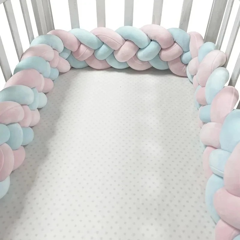 1-3M Paraurti per lettino Treccia annodata a mano Tessitura Peluche Protezione per culla Cuscino per nodo infantile Arredamento per la cameretta dei bambini