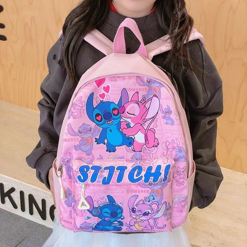กระเป๋าเป้สะพายหลังไนลอน Stitch Fashion กระเป๋าเป้สะพายหลังพิมพ์ลายการ์ตูน Stitch เหมาะสําหรับโรงเรียนและกระเป๋าเป้เดินทางแบบเบาสําหรับเด็กและเด็กผู้หญิง