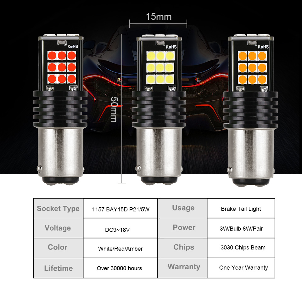 NLpearl 2 uds Py21w Ba15s P21w Led 1156 Bau15s bombilla 3030SMD Canbus 1157 Led Bay15d P21/5w lámpara de señal de giro de coche luz de respaldo de freno