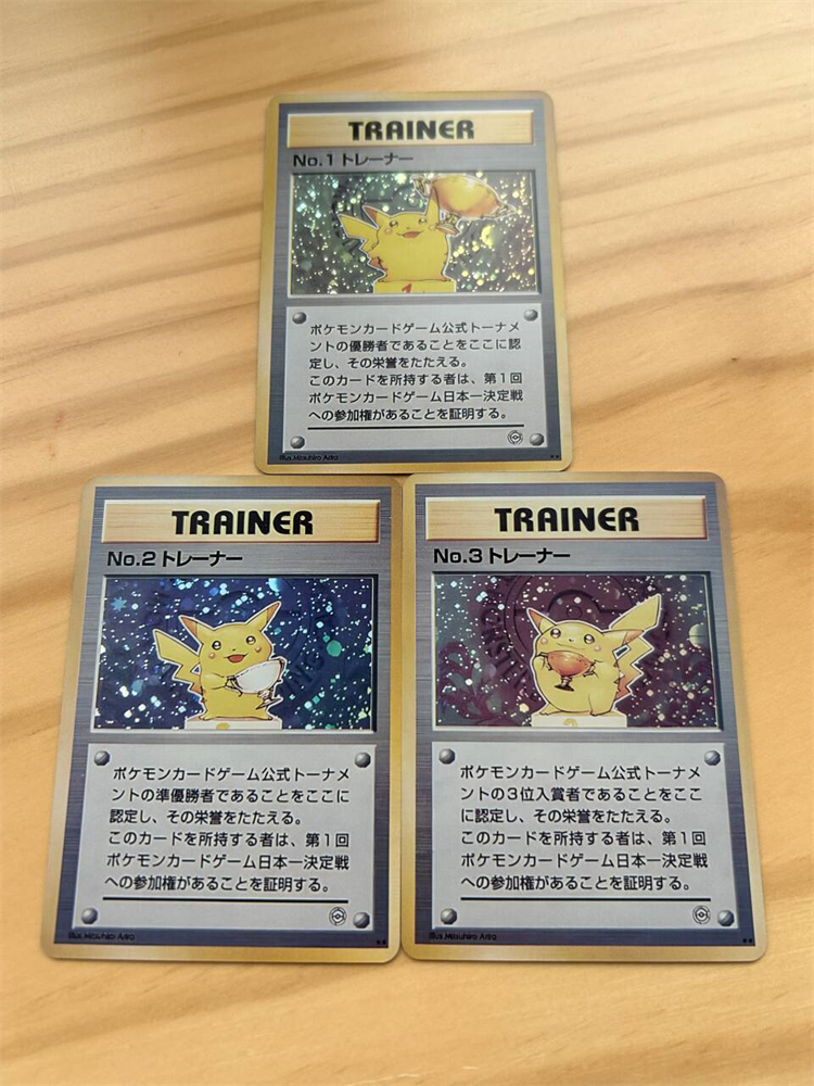 3Pcs/set Ptcg Self-Control Pokemon Pikachu Coarse Flash Collect Trading Signature Flash Card Anime Gift Cartoon Reprint