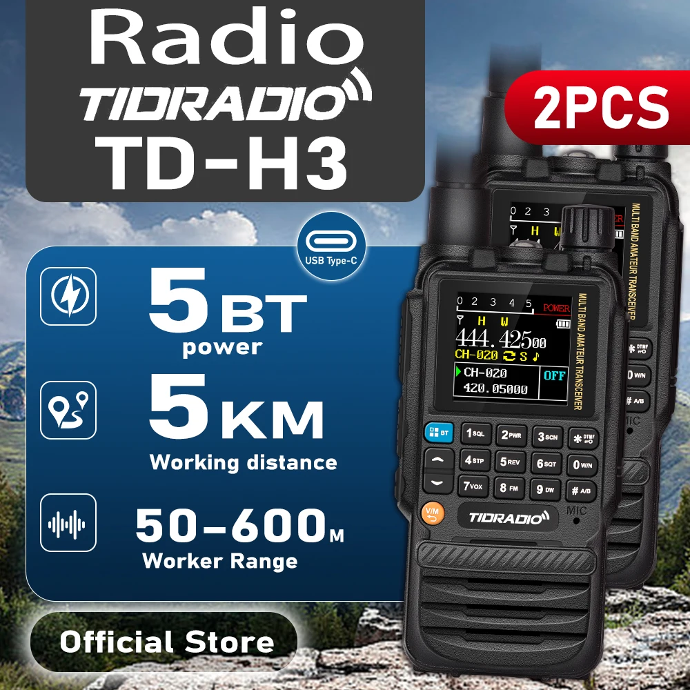 2PCS TIDRADIO H3 Walkie Talkie Radio bidirezionale APP del telefono Programmazione wireless Dual PTT Air Band Radio a lungo raggio USB-C Programmazione