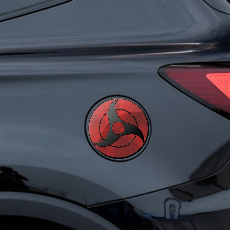 Pegatinas de Naruto para coche, 1 piezas, pegatinas de ojo de rueda de escritura, cubierta de tanque de Gas, pegatinas impermeables, cubierta de arañazos para el cuerpo