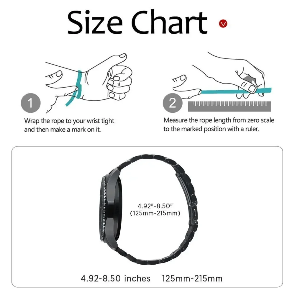 22 ミリメートル 20 ミリメートルストラップサムスンギャラクシー 7 6 5 4 40/44 ミリメートル 6 クラシックギア S3 Active2 ステンレス鋼ブレスレット Huawei 社 GT3 4Pro Amazfit