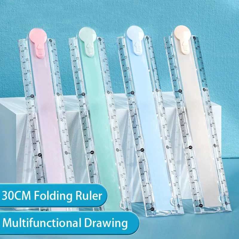 30 CM Kawaii Cute Kawaii Study Time Folding Ruler Multifunction DIY Drawing Rulers for Kids Students Office School Stationery