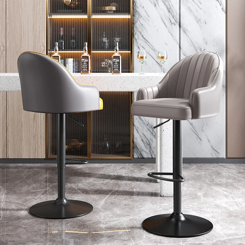 Nordic หมุนเก้าอี้บาร์หรูหรา PU-หนังโมเดิร์นแผนกต้อนรับเก้าอี้บาร์สํานักงาน Minimalist Design เฟอร์นิเจอร์บาร์ Barkrukken LLBC