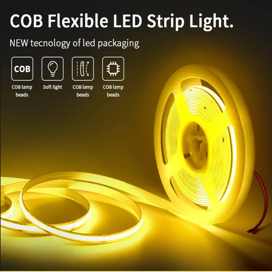 Taśmy LED COB 24V 12V 8mm 320LED/M Elastyczne do Dekoracji Pokoju 3000K 4000K 6000K 5M 10M Liniowe Ściemnialne