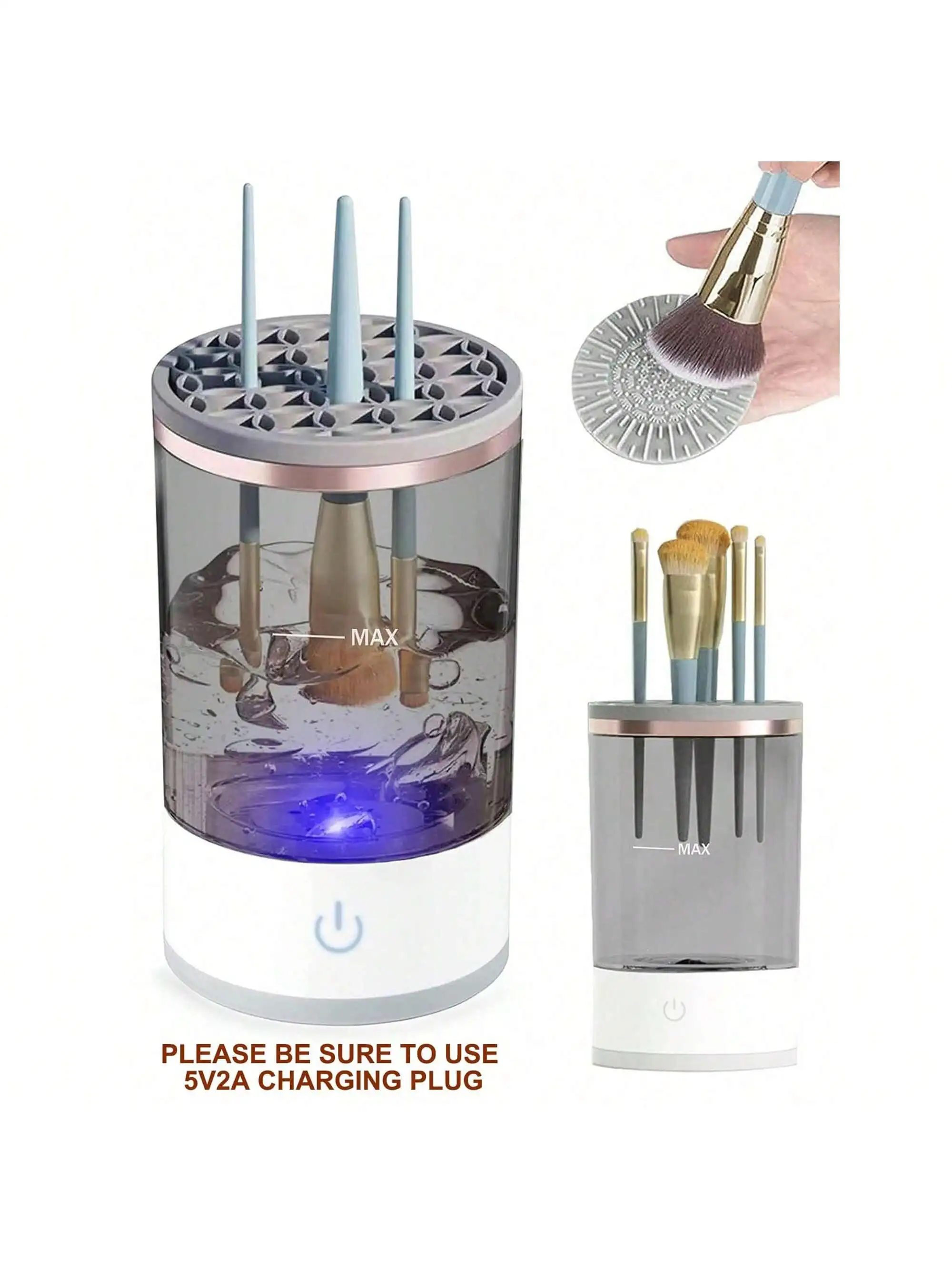 Pulitore per pennelli per trucco elettrico portatile con presa USB con macchina per trucco in gomma Pulitore rapido USB elettrico per collare spazzola per pulizia Brus
