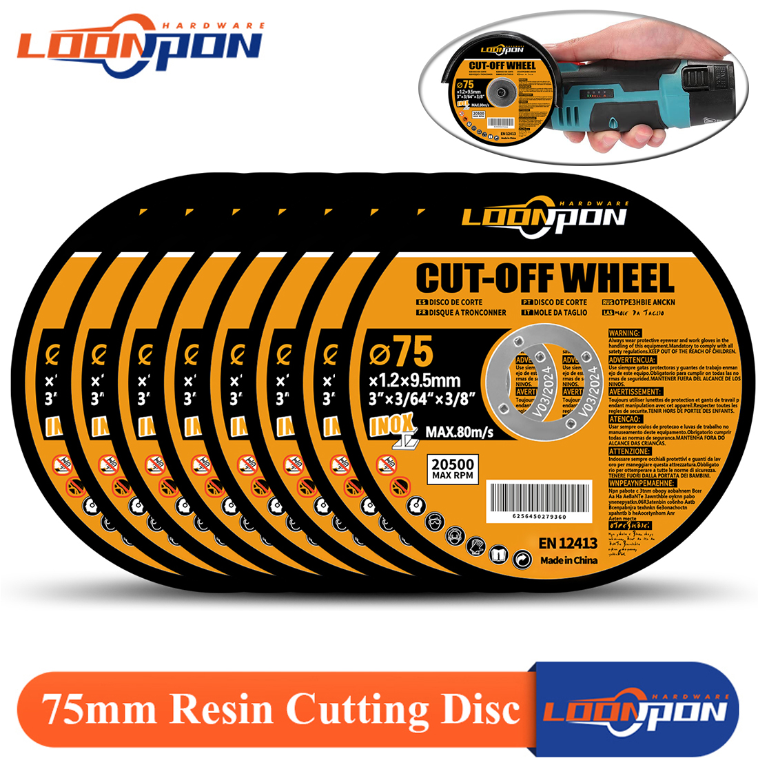 5-50PC 75mm 수지 커팅 디스크 그라인딩 금속 휠 앵글 그라인더 금속 및 스테인레스 커팅 용 블레이드 절단