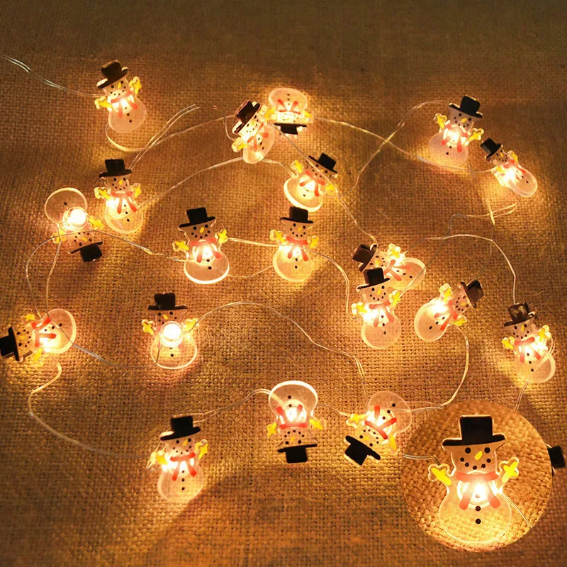 2M 20LED Santa Claus Snowflake LED Light String ตกแต่งคริสต์มาสสําหรับ Home Xmas Tree เครื่องประดับ 2024 Navidad เด็กของขวัญใหม่ปี