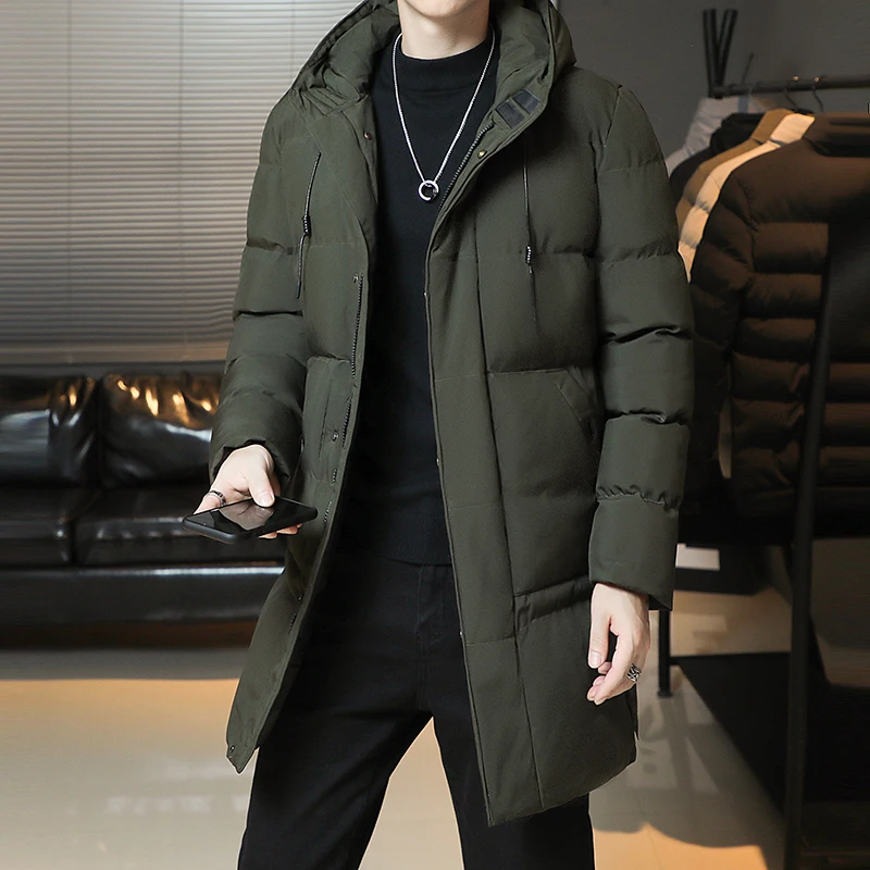 8XLNew Winter Mode Jugend Mittlere Und Lange Kleidung Männer Koreanische Version Beliebte Brot Unten Baumwolle Verdickt Warme Mantel Junge