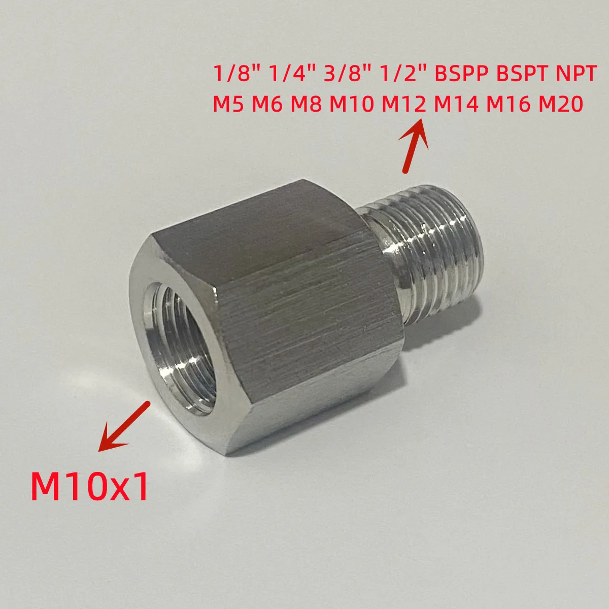 Переходник для фитинга высокого давления из нержавеющей стали M10x1 с внутренней резьбой M5 M6 M8 M10 M12 M16 M20 1/8 дюйма 1/4 дюйма 3/8 дюйма 1/2 дюйма BSP NPT с наружной резьбой 304