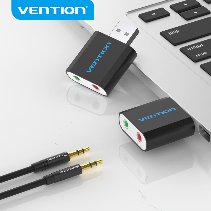 Vention placa de som usb interface de áudio adaptador de fone de ouvido placa de som para microfone alto-falante portátil ps4 computador placa de som externa