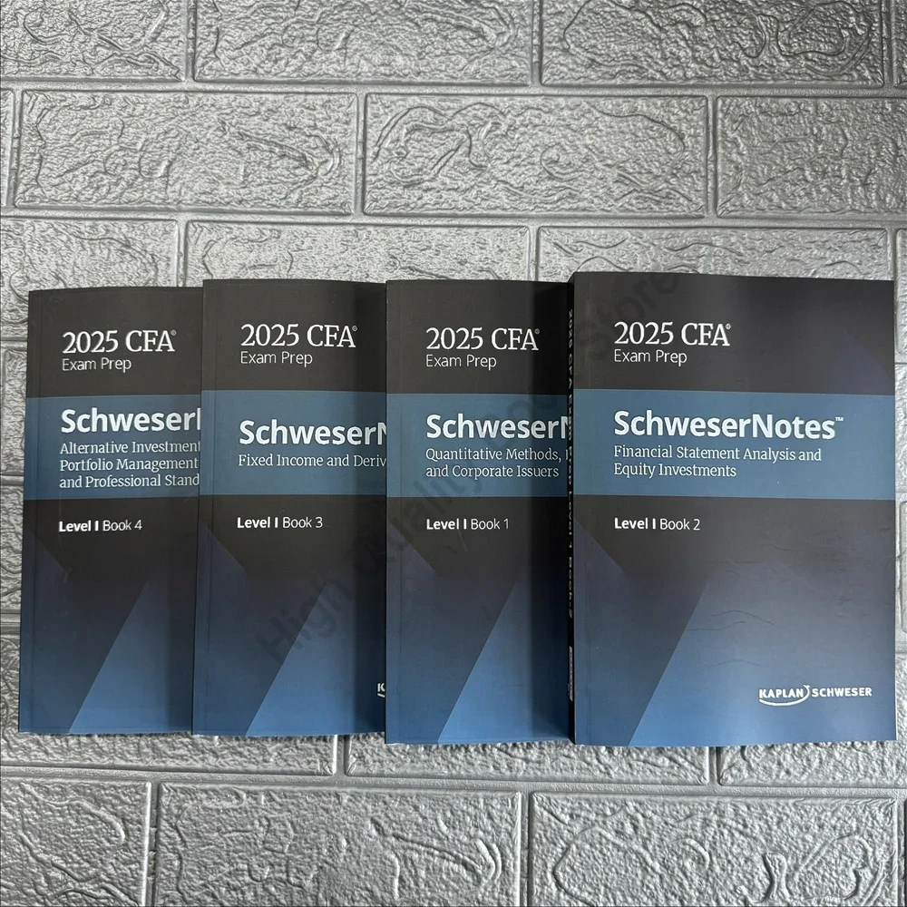 2025 CFA Nivel 1 SchweserNotes Análisis de declaración fimancial y investimentos de equidad, métodos cuantitativos, libros de notas en inglés