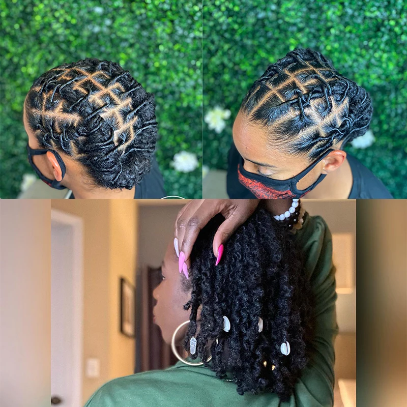 Afro Kinky Curly ล็อคต่อผม Microlocs มนุษย์ Braiding ผมผมสําหรับ Braiding Double Drawn กล่องโครเชต์ Braids 4C