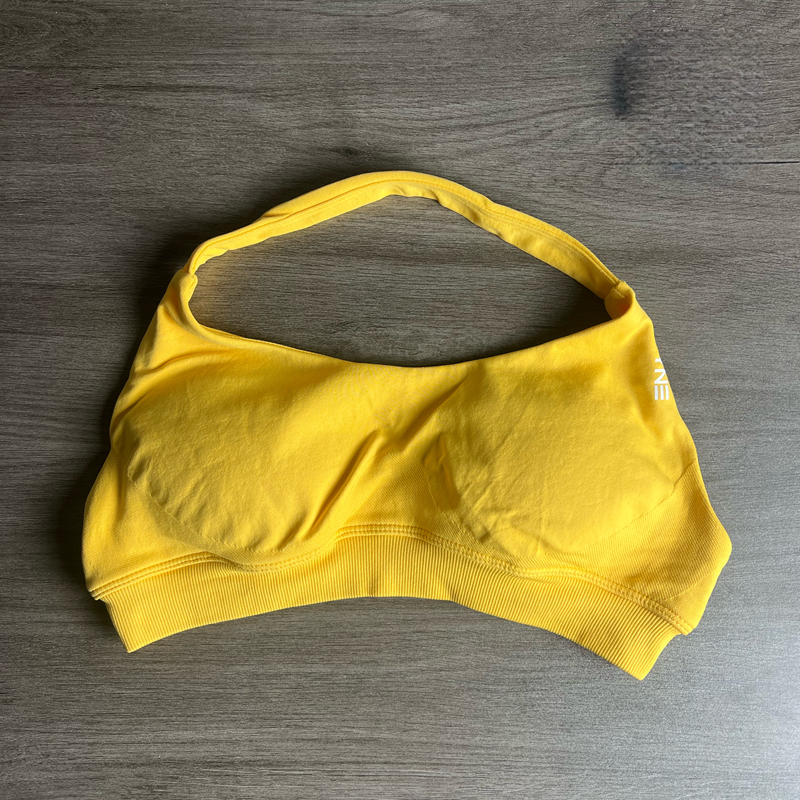 Impact Sports Bra With Logo Women Seamless Halter Bra Open Back Yoga Top Bras Medium Support Gym Crop Top Padded Sportswear