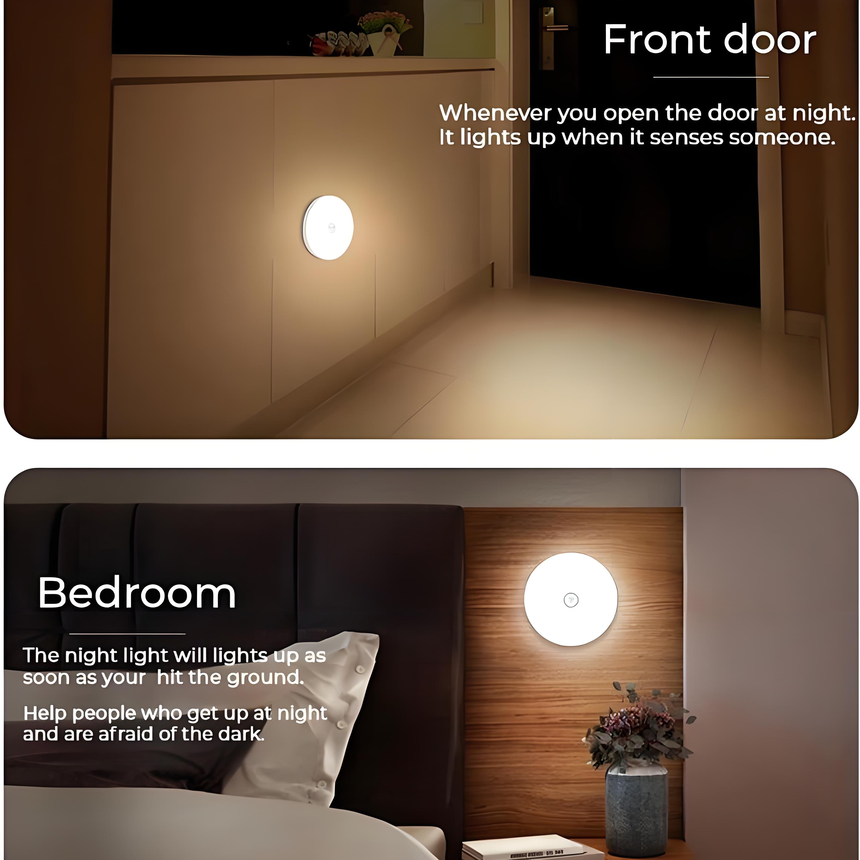 2pcs LED Smart Human Body Sensor Night Lamp Emergency Automatic Lighting USB Charging Wireless Magentic Suction Use Night Light