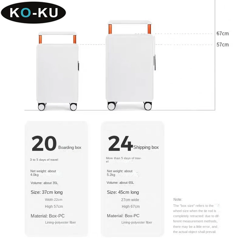 KO-KU กว้างรถเข็นกรอบอลูมิเนียมกระเป๋าเดินทางเงียบ Universal ล้อกระเป๋าเดินทาง 24 นิ้วกระเป๋าเดินทาง 20 นิ้ว Boarding Box