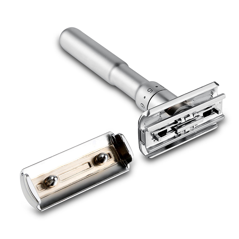 Mingshi Adjustable Safety Razor Double Edge Classic Men Shaving Mild to Aggressive 1-6 File Hair Removal Shaver
