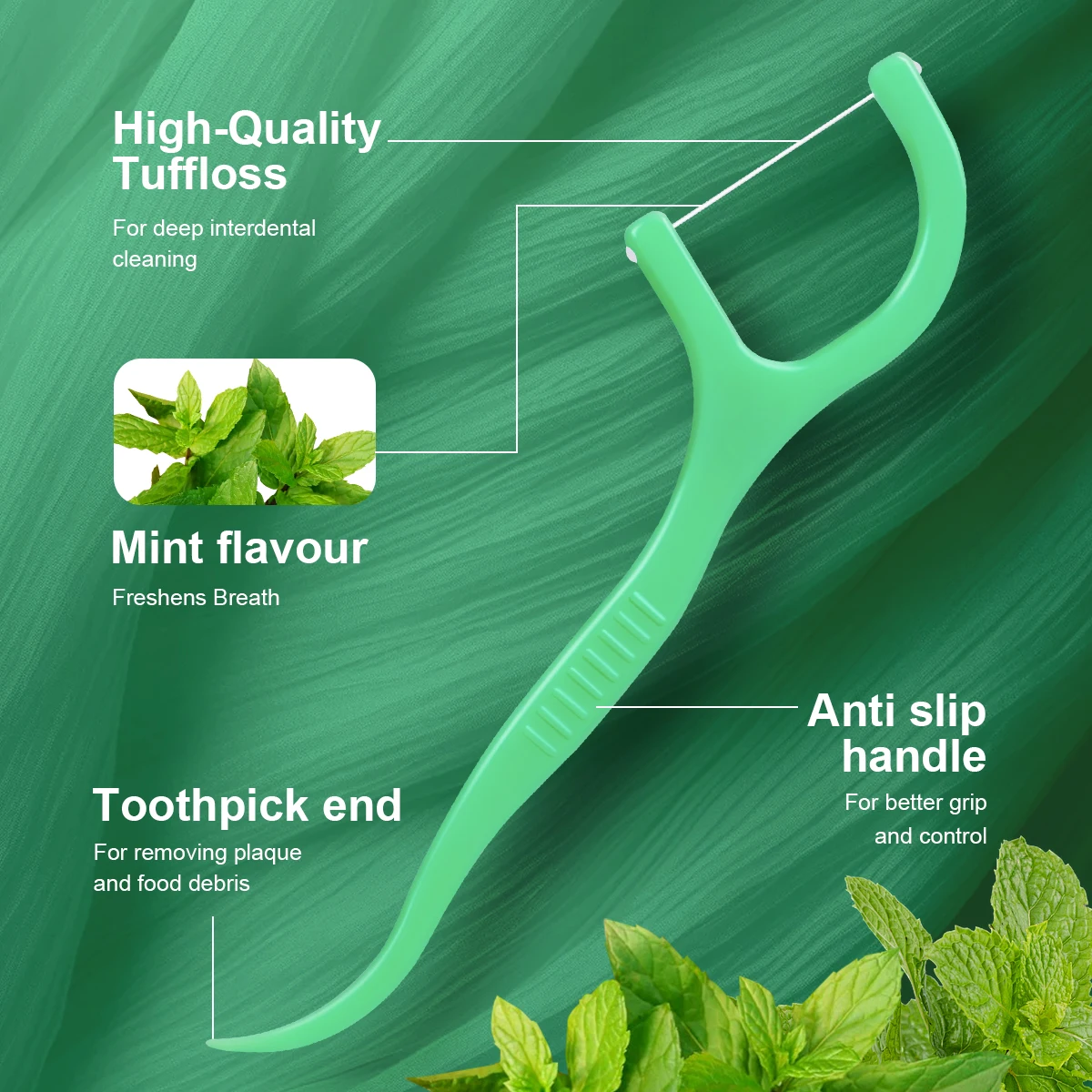 Barra de hilo dental de menta, barra de hilo dental desechable portátil para el cuidado del hogar, cuidado bucal, limpieza profunda, limpieza interdental