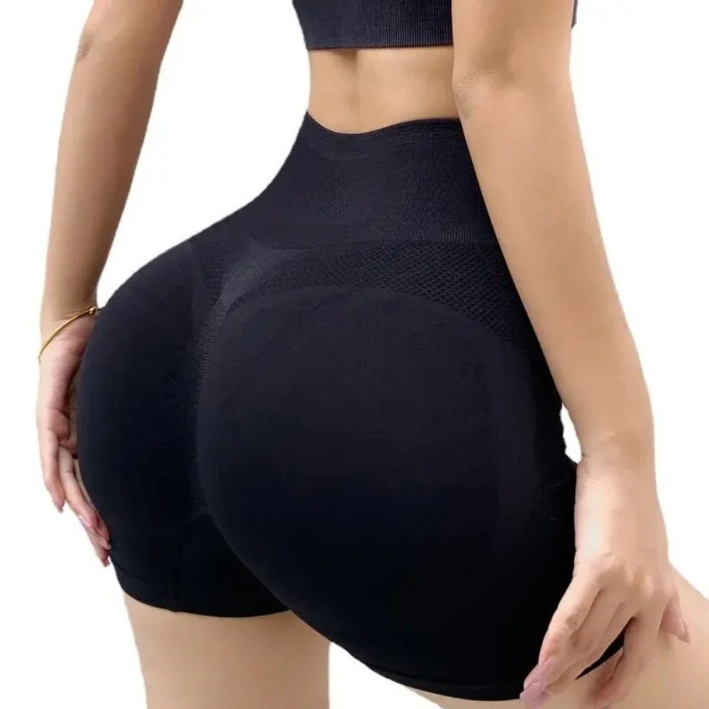 Pantalones cortos de Yoga transfronterizos miel glúteos deportes cintura alta Abdomen estiramiento ajustado antideslumbrante Fitness de secado rápido