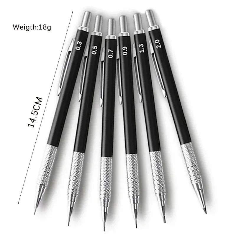 ดินสอโลหะขนาดใหญ่ความจุเติมชุด 0.3, 0.5, 0.7, 0.9 2.0 ดินสอสําหรับเขียน Sketching