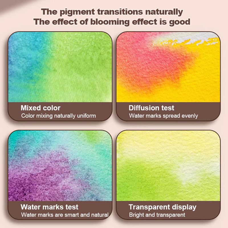 8/15 色ポータブル旅行水彩セットシュミンケ水彩顔料ミニクルミペイントボックススケッチブック美術学用品