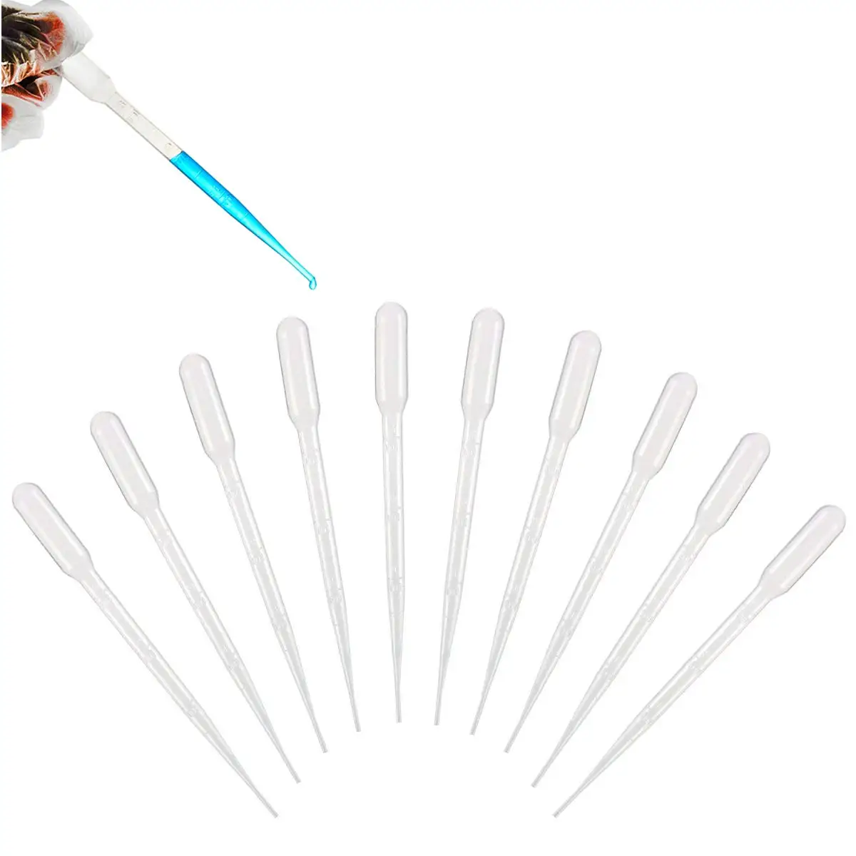 1/2/3/5ML 100 pezzi pratici pipette trasparenti contagocce in plastica usa e getta trasferimento pipette graduate materiale scolastico di laboratorio
