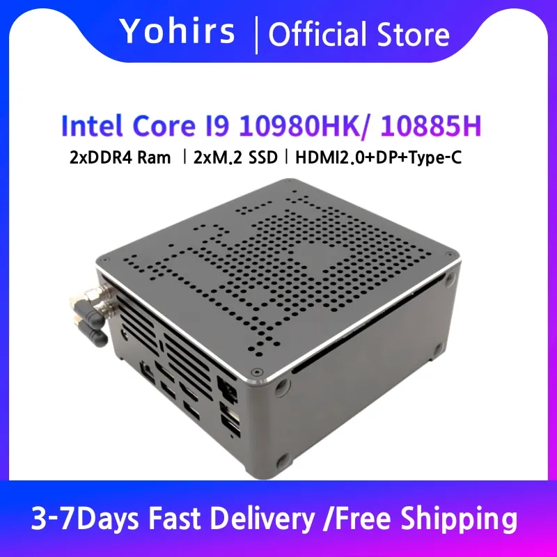 Игровой настольный компьютер Core i9 10980HK Xeon W-10885M E-2276M Mini Server PC 2 * DDR4 2 * NVME Dual Lan, офисный дизайнерский компьютер