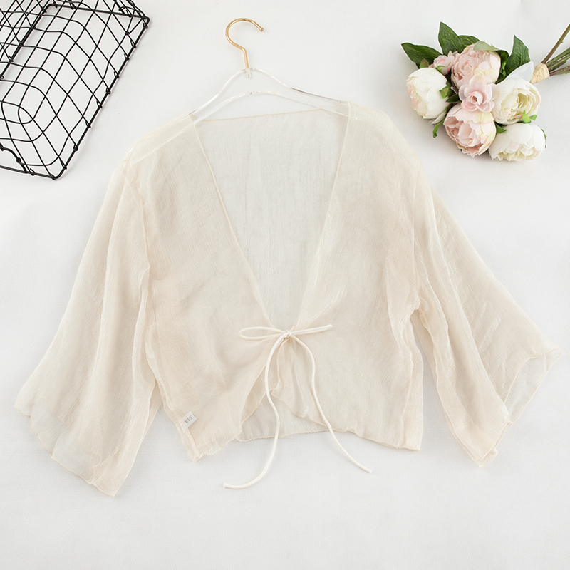 Zik Hekiy Women Chiffon Shawl Short Section Small Shawl Sunscreen Clothing Female Summer Cardigan Small Jacket Thin Section Top