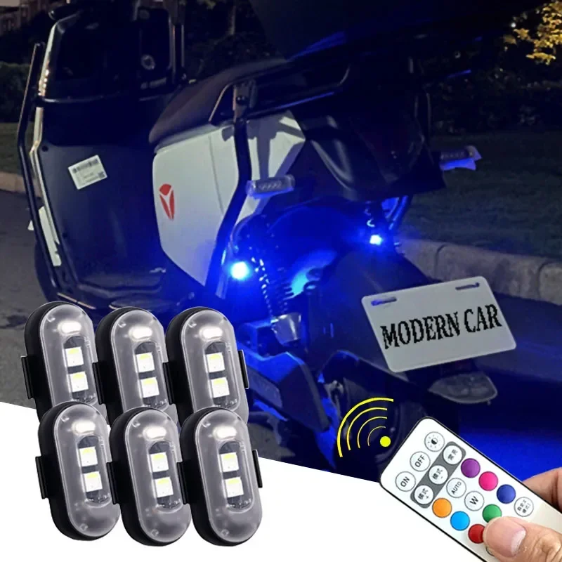Wireless Remote LED Strobe Light Car Motorcycle Bike Warning Decor Lamp USB Rechargeable Aircraft Indicator 8 Colors Car Lights