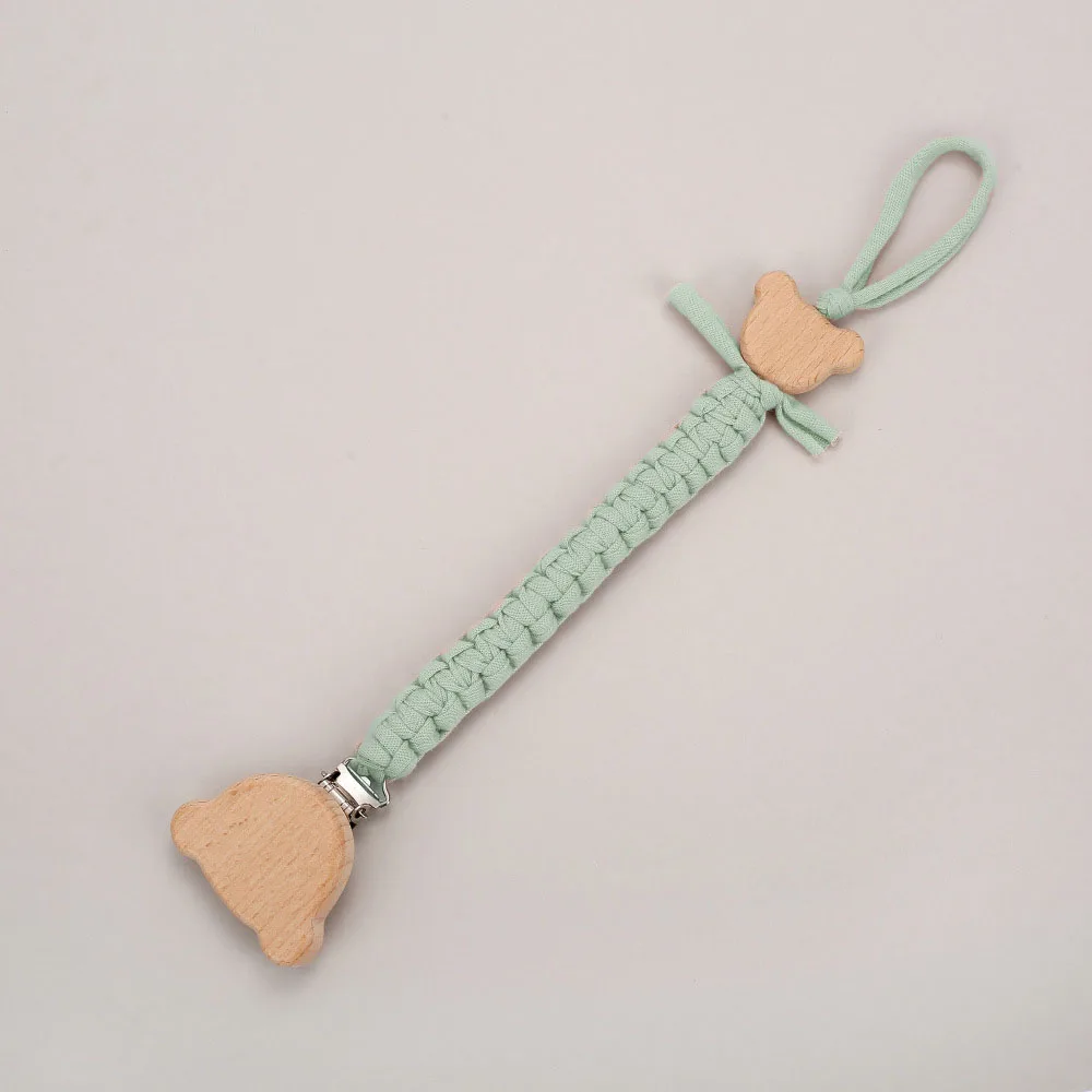 Cadeia de madeira personalizada Baby Chupeta, nome personalizado, trançado Weave, manequim mamilo titular, guarda mordedor pingente, material de presente recém-nascido
