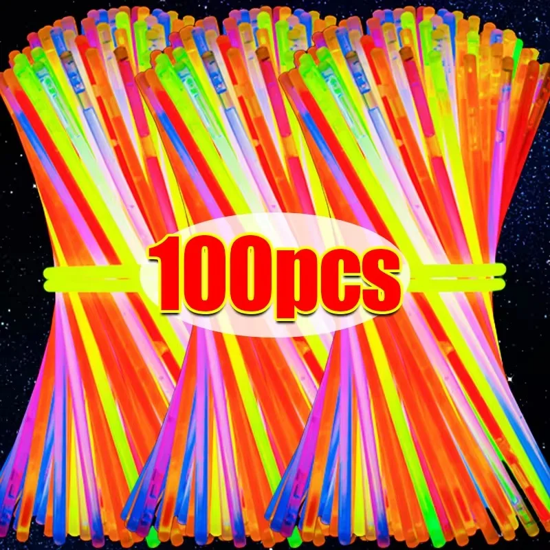 10/100Pcs Fluoreszenz Sticks Party Mehrfarbige Leuchtende Stick Helle Bunte Licht Helle Biegsamen Glow Armband Party Liefert