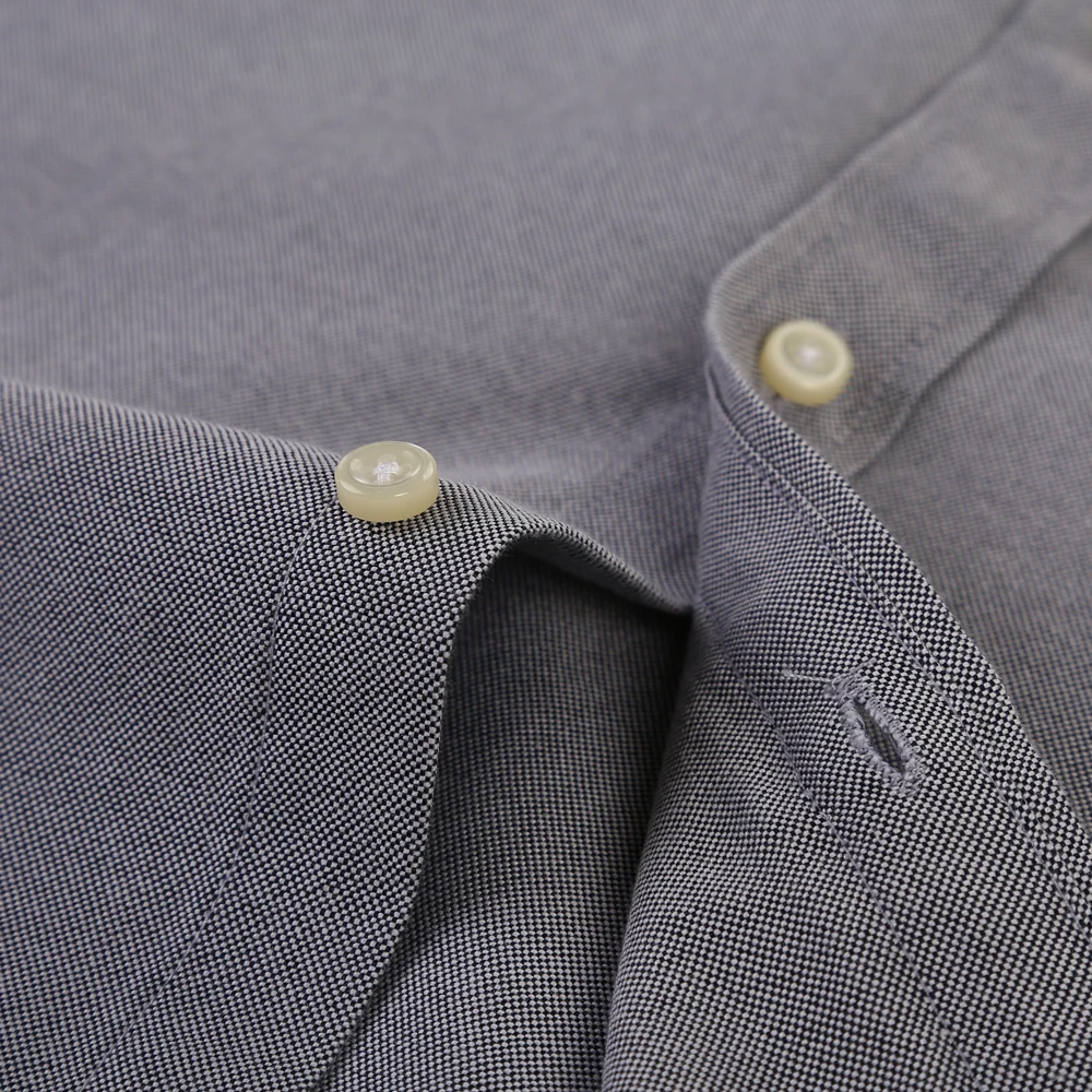 Herenmode Oxford-werkoverhemd met lange mouwen, enkele opgestikte zak, eenvoudig ontwerp, geborduurd, regular-fit, casual overhemden met knopen