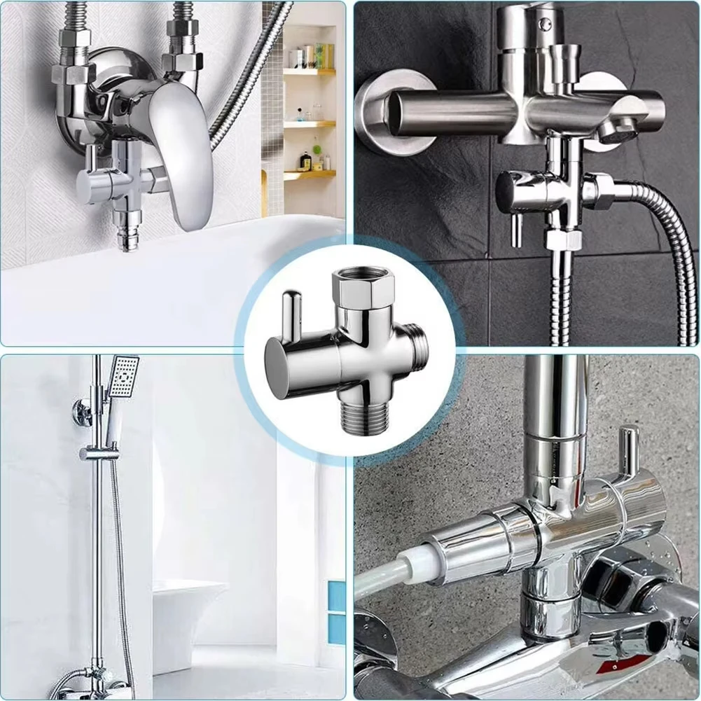 G1/2in 3 Way วาล์วเปลี่ยนทิศทาง T-Adapter Converter สําหรับฝักบัวทองเหลือง Water Tap Connector ก๊อกน้ําห้องน้ําเครื่องแยกน้ํา