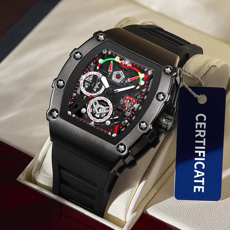 UTHAI CQ309 Модные мужские часы Водонепроницаемые ночники Календарь Ведро для вина Силиконовый ремешок Кварцевые часы Мужские часы