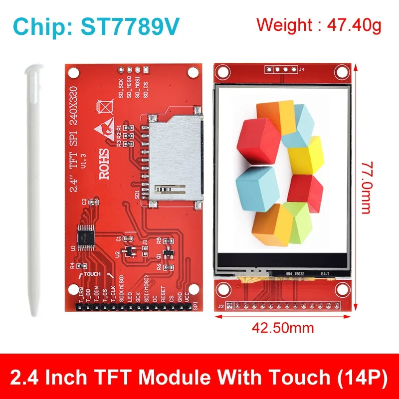 Modulo porta seriale LCD TFT SPI da 2,4 pollici 240x320 Scheda Micro SD 5 V/3,3 V ILI9341 / ST7789V Display LCD con touch / NO Touch