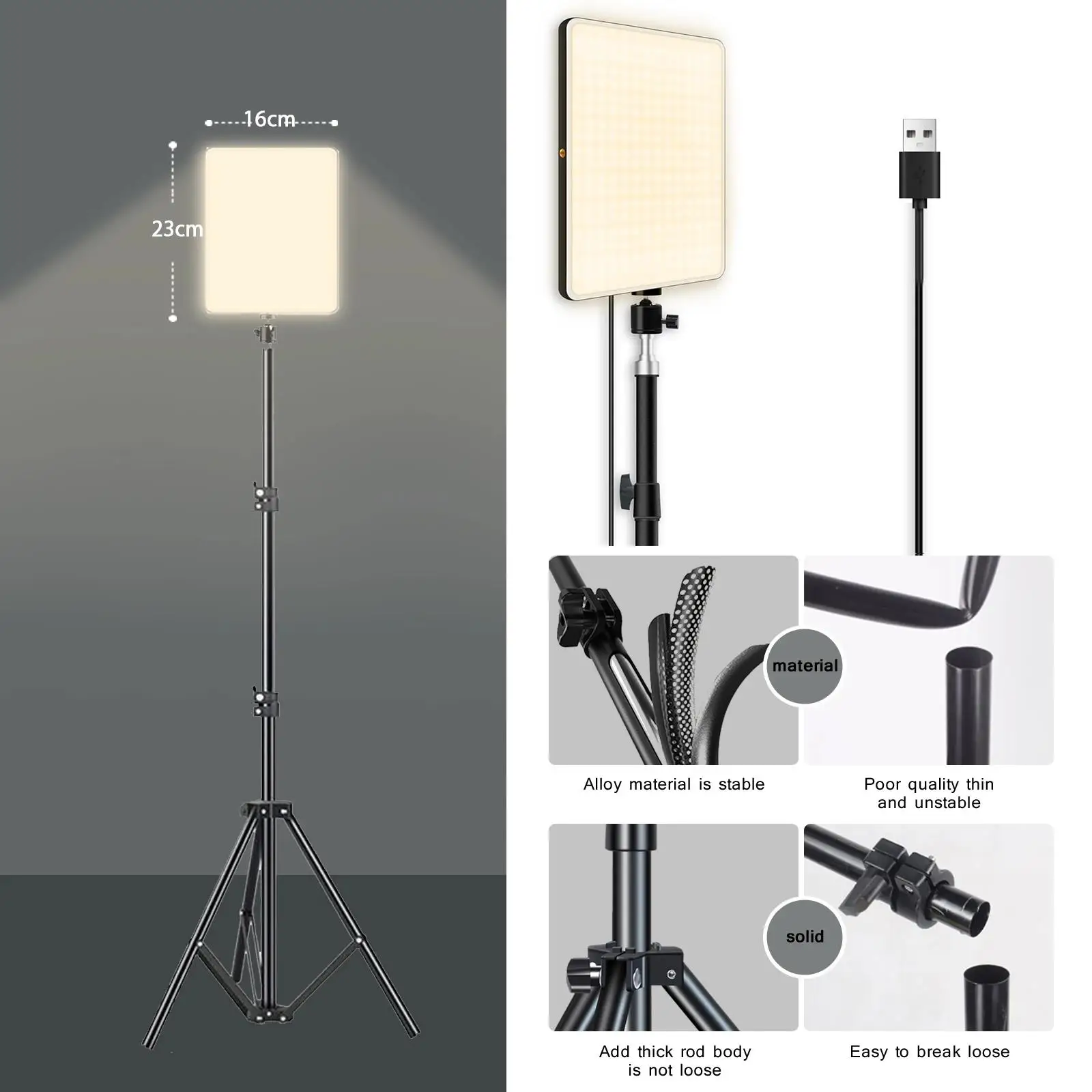Lampy LED do wideo, oświetlenie konferencyjne, oświetlenie fotograficzne, lampka do selfie, lampa do studia fotograficznego ze statywem do nagrywania, transmisji na żywo, TikTok, Zoom