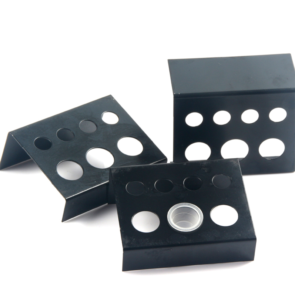 1/3 Uds. Cubierta rectangular de 7 agujeros de acero inoxidable negro, tazas de pigmento de tinta para tatuaje, soporte para tapa, contenedor de almacenamiento, accesorios