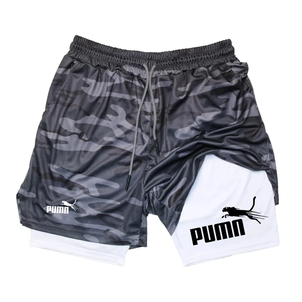 Summer Breathable Two-in-one Double-layer Shorts Men's Elastic Compression Shorts Quick-drying Multi-functional Shorts M-3XL