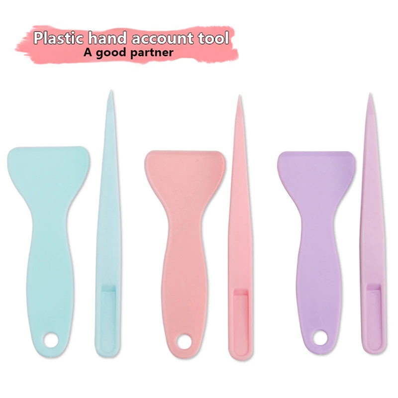 1Set Cute Tweezers Scrapbook Sticker Hand Account Tools Plastic Tweezers Scraper Multi-tool Stationery DIY Junk Journal Album