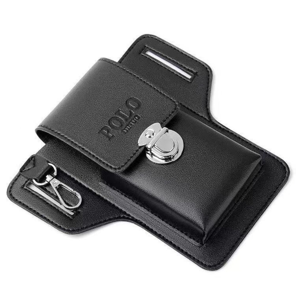 PU Men's Belt Leather Case High Quality Solid color Phone Waistpack Vintage Leather Bag