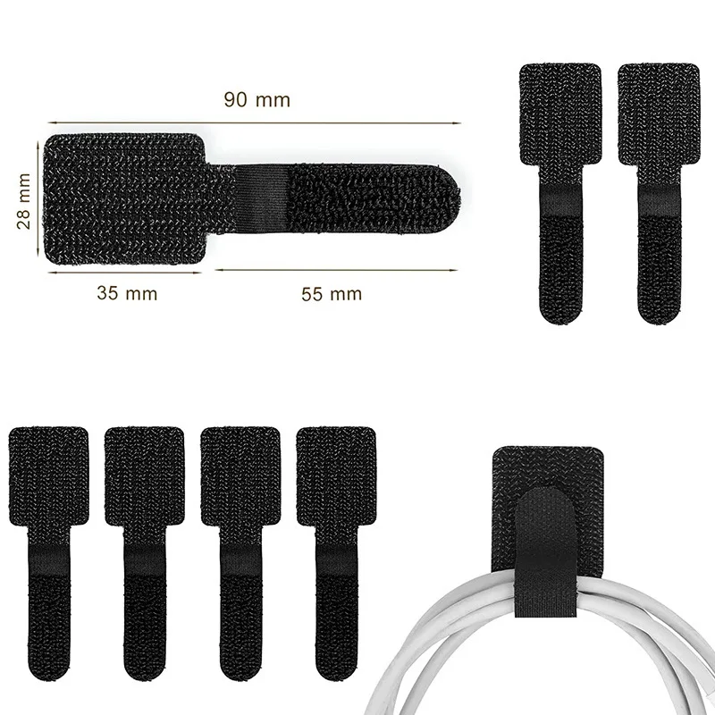 20Pcs Releasable Cable Organizer Ties Mouse Earphones Wire Management Nylon Cable Ties Reusable Loop Hoop Tape Straps Tie